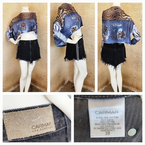 CARMAR BLACK BEATRICE ZIP FRONT SKIRT WITH REFLECTIVE SIDE ZIPPER - Picture 2 of 2